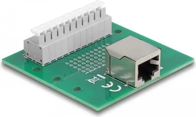 Produktbild von Delock RJ50 Buchse zu Terminalblock mit Drucktaster für Hutschiene