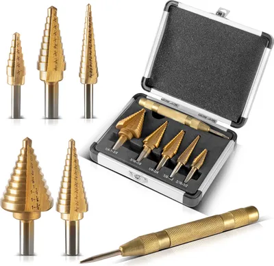 Produktbild von STAHLWERK HSS Stufenbohrer Set 6 Teile mit TiN-Beschichtung und Aluminiumkoffer