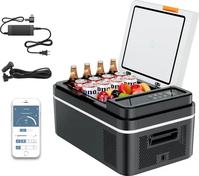 Productafbeelding van Compressorkoelkast - 20 liter. Autokoelkast, koel- en vriesbox - 12/24 V DC en 100–240 V AC - Bediening via app - Draagbaar - Geschikt voor kamperen, vrachtwagens, vissen