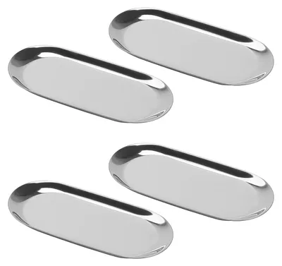 4er-Set ovale Edelstahlschalen 18x8,5 cm silber