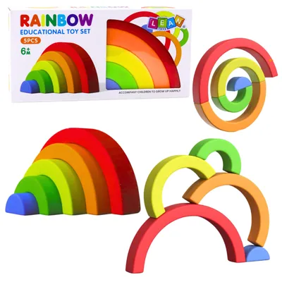 Produktbild von Regenbogen-Puzzle für Kleinkinder, bunte Gummiblöcke, 5 Stück.