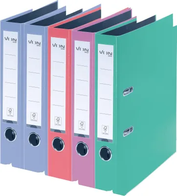 Productafbeelding van VON Leitz, set van 5 ordners, A4-formaat, karton met kunststofomslag, 50 mm rugbreedte