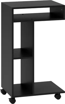 Immagine prodotto di Tavolino, carrello di servizio a C, 4 rotelle, 3 scomparti, 40 x 30 x 69 cm, nero
