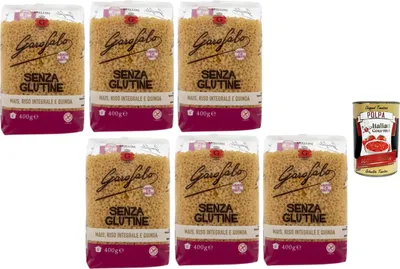 Produktbild von Italian Gourmet Glutenfreie Anellini Ringpasta aus Mais, Vollkornreis & Quinoa 6 x 400 g (2,4 kg) – Glutenfreie Pasta für Suppen, Minestrone & mediterrane Gerichte + Italian Gourmet Polpa