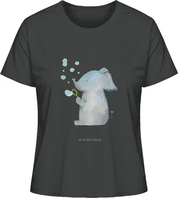 Produktbild von Mr. & Mrs. Panda Basic T-Shirt Damen Elefant Seifenblasen Größe S - Anthrazit - Geschenk, Liebesspruch, Kurzarmshirt, Lustige Sprüche, Shirt, Elefanten, für Frauen, Liebe