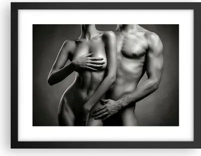 Produktbild von Gerahmtes Poster - Schwarzer Rahmen - Frau Mann Nackt Paar - 40x30 cm - Wand Bild - Wanddeko - Wandbilder - Kunstposter - Wandposter - Bilderrahmen - Bilder - Kunstdruck - Wandbild - P2BAA40x30-2721