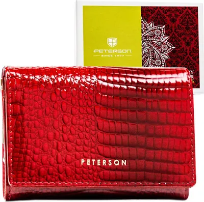 Produktbild von Peterson | RFID-geschützte Damengeldbörse, mit Krokodilledermuster, Rot, 12.5x9 cm