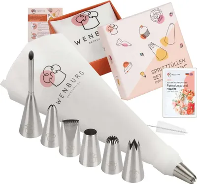 Produktbild von Wenburg Spritzbeutel mit Tüllen - 12-tlg. Set - inkl. 7 Tüllen, Adapter & E-Book