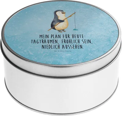 Produktbild von Mr. & Mrs. Panda Dose Pinguin Angler - Eisblau - Geschenk, Urlaub, gebäckdose, Wochenende, Kaffeedose, Angeln, Motiviert, Vorratsdosen, keksdosen, Hobby, Keksdose