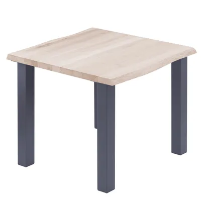 Produktbild von LAMO Manufaktur Esstisch Küchentisch Schreibtisch Couchtisch aus Massivholz, mit Baumkante 60x60x76 cm (AxBxH), Classic, Roh / Anthrazit, LBB-01-A-001-7016Cl