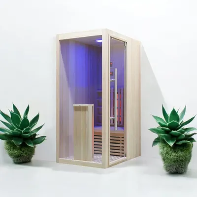 Produktbild von Infrarotkabine WELCON® Easytherm Solo - Sauna für eine Person - Tür bei Draufsicht in die rechte Seitenwand integriert (wie Abbildung)