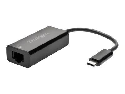 Produktbild von Kensington CA1100E USB-C auf Ethernet-Adapter, Kabelgebunden, USB Typ-C, Ethernet, Schwarz