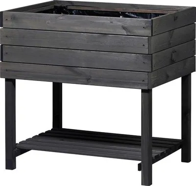 Produktbild von Hochbett mit Pflanzfolie und Holzplatte - Holz-Hochbett für den Garten - 78 x 58 x 78 cm - Grau