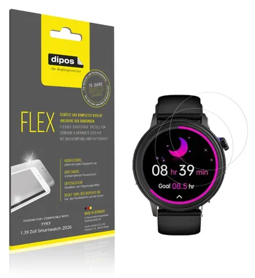 Image de 2x Film de protection d'écran pour YYKY 1.39 Zoll Smartwatch 2026, recouvre 100% de l'écran, dipos Flex