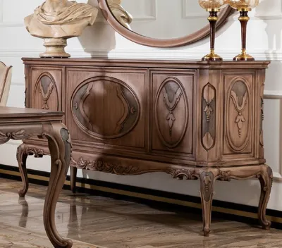 Produktbild von Casa Padrino Luxus Barock Sideboard Braun - Prunkvoller Massivholz Schrank mit 4 Türen - Barock Möbel - Edel & Prunkvoll