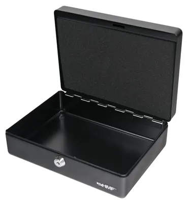 Geldkassette mit Euro-Münzzählbrett von HMF mit 25 cm Breite in Schwarz