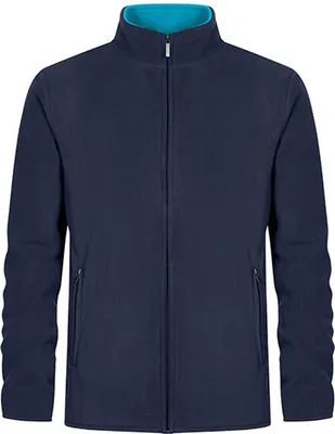 Produktbild von Doppel Fleece Zip Jacke Herren, Marineblau-Wasserblau, L