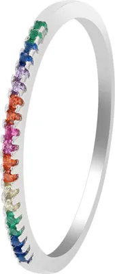 Produktbild von 925 Echt Silber Ring mit buntem Zirkoniabesatz, 925/rhodiniert
