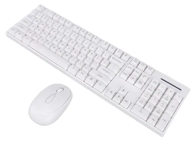 Obrázok produktu pre Súprava bezdrôtovej klávesnice a myši 2,4 GHz – klávesnica so 104 klávesmi a bezdrôtová ergonomická myš pre počítač, biela