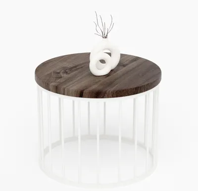 Immagine prodotto di LAMO Manufaktur Tavolino da salotto rotondo in legno e metallo 50 x 37 cm - Tavolino da caffè, tavolo soggiorno, tavolinetto da salotto - Tavolo rotondo, design moderno - Colore: ebano, gambe: avorio