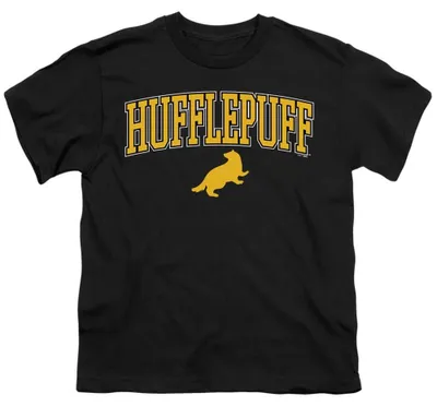Image de T-shirt "Hufflepuff" pour enfants, en coton ringardé, modèle TV37240 (taille 152-158) (noir)
