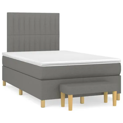 Image de vidaXL Lit boxspring avec matelas gris foncé 120x200 cm Tissu