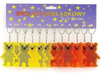 Zdjęcie produktu dla Brelok zawieszka odblaskowa miś 7cm 12szt