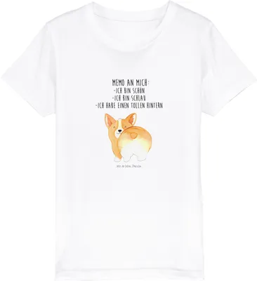 Produktbild von Mr. & Mrs. Panda Kleinkinder T-Shirt Corgi Po 5-6 Jahre (110/116) - Weiß - Geschenk, Kinder-T-Shirt, Teenager, Kindershirt, Hund, Baumwollshirt Kinder, Positiv, Süß