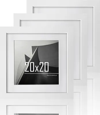 Zdjęcie produktu dla Ramka na zdjęcia 20x20cm biała drewniana ramka na zdjęcia zestaw 3 z passe-partout 15x15cm