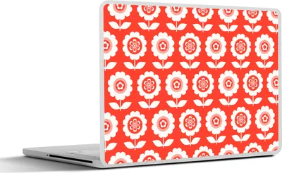 Produktbild von MuchoWow® Laptop Aufkleber Sticker Cover Blumen - Muster - Rot 30x22 cm - Laptop-Sticker