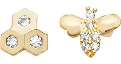 Produktbild von Funkige 9 Karat (375) Gold Damen - Paar Ohrstecker mit Zirkonia - 6mm*6mm; TRS27374