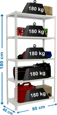 Produktbild von Metallregal SIMONCLICK MINI 5/400 BRANCO/BRANCO
