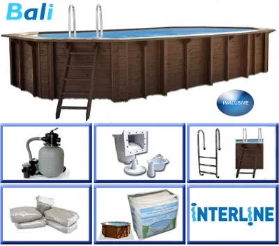 Produktbild von Interline Holzpool Bali oval L 8,40 x B 4,90 x H 1,36 m Schwimmbecken