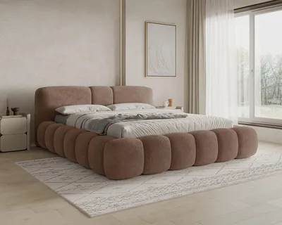 Produktbild von Chilly Möbel Design Bett Bianco - Komfort Polsterbett mit Bettkasten, Metallrahmen, Stauraum und gepolstertem Kopfteil 200x200 cm / Monte / Braun