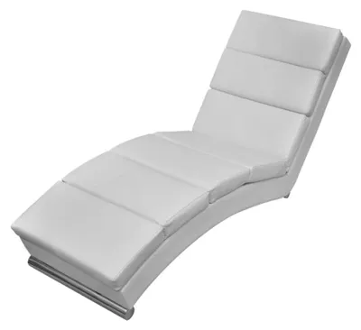 Imagen del producto de Sillón reclinable - Sillón de descanso - Sillón lounge - Sofá de descanso - Recamier - Imitación de cuero blanco - Estructura de acero macizo