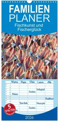 Produktbild von Familienplaner 2026 - Fischkunst und Fischerglück mit 5 Spalten (Wandkalender, 21 x 45 cm) CALVENDO