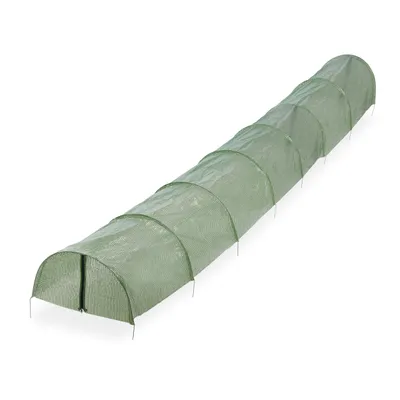 Produktbild von Relaxdays Folientunnel, 5 m Länge, PE-Folie mit Reißverschluss, 8 Tunnelbögen, Frühbeet, Aufzucht, Pflanzentunnel, grün