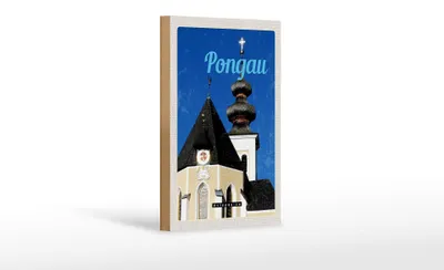Produktbild von Holzschild Reise 12x18 cm Pongau Österreich Kirche Urlaub Stadt