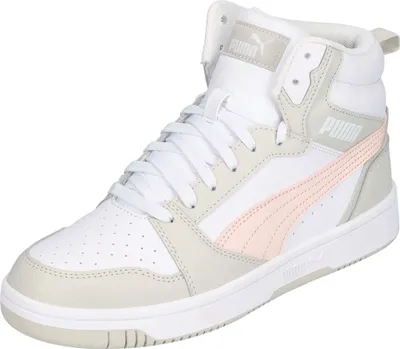 Produktbild von Puma Rebound V6 Mid Jr White-Frosty Pink-Sedate Gray Größe EU 38,5