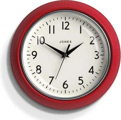 Produktbild von Retro Wanduhr 25cm matt rot schwarz