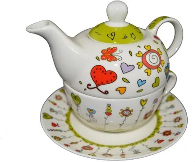 Produktbild von Teekannen-Set mit Tasse+Teller grün