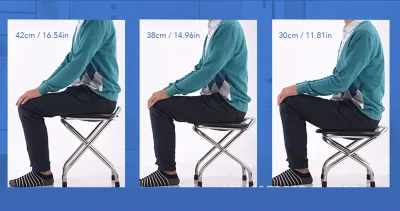 Zdjęcie produktu dla Składane krzesło toaletowe, przenośna toaleta, stal nierdzewna, ergonomiczne, dla dorosłych, 38 cm