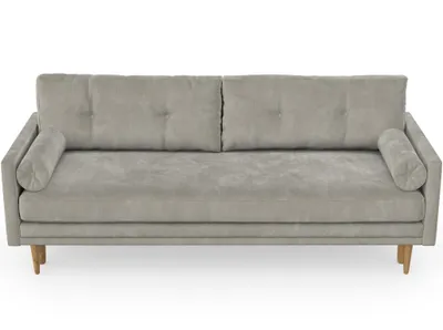 Produktbild von Amy 3-Sitzer Sofa mit Schlaffunktion, skandinavischer Stil, Möbelfüße aus Eiche, gewachst, Chenille-Stoff Boston Light Grey