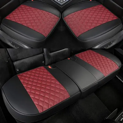 Image de Housse de siège auto - Noir/Rouge - Adaptable à la plupart des véhicules, pour 2 sièges avant et 1 siège arrière