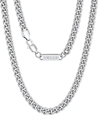 Produktbild von VEXXS 18K Gold Cuban Panzerkette Hip Hop Herren Damen - 6mm Silber 51cm