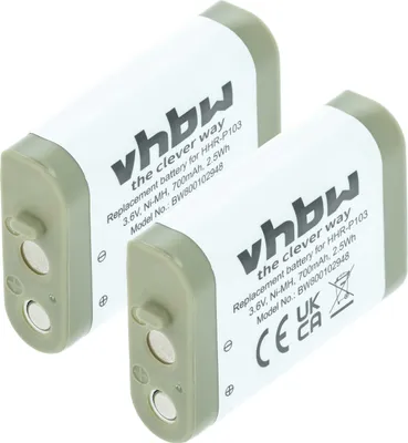 Produktbild von vhbw 2x Akku kompatibel mit Panasonic KX-GA271W, KX-TG2352, KX-TG2352W, KX-TD7680, KX-TD7896 schnurlos Festnetz Telefon (700 mAh, 3,6 V, NiMH)