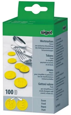 Produktbild von SIGEL WM002 Wertmarken Essen, gelb, Ø 25 mm, 100 Stück
