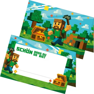 Produktbild von itenga 24x Tischkarten Motiv Blockgame PIXEL