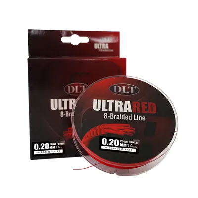 Produktbild von DLT UltraRed-8 Geflochtene Angelschnur 200m 0,20mm - 8 Strängen Geflochten