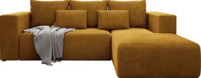 Produktbild von MIRJAN24 Ecksofa Stripes, Sofa mit Bettkasten und Schlaffunktion, L-Form, Rückenlehne in Form beweglicher Kissen (Farbe: Poso 01, Seite: Rechts)